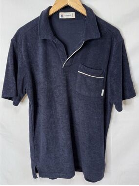 Laguna B Navy Terry Polo with Contrast Piping Size XL